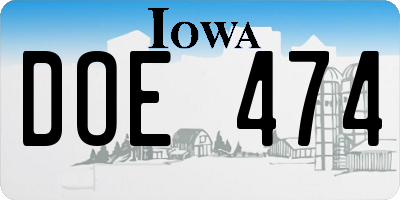 IA license plate DOE474