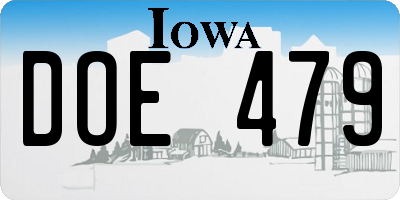 IA license plate DOE479