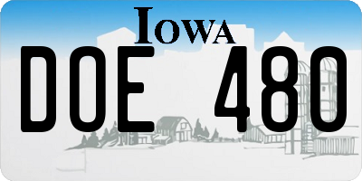 IA license plate DOE480