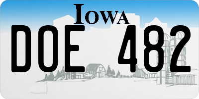 IA license plate DOE482