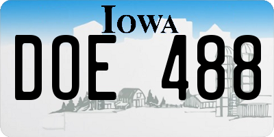 IA license plate DOE488
