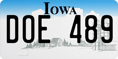 IA license plate DOE489