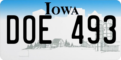 IA license plate DOE493