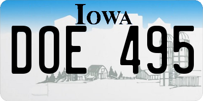 IA license plate DOE495