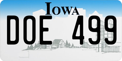 IA license plate DOE499