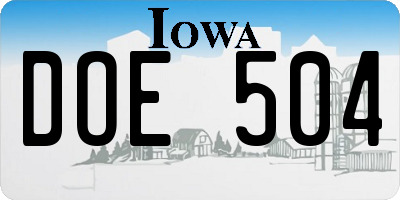 IA license plate DOE504