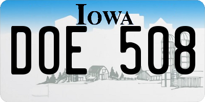 IA license plate DOE508