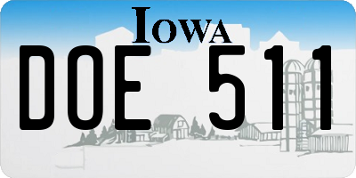 IA license plate DOE511