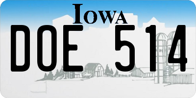 IA license plate DOE514