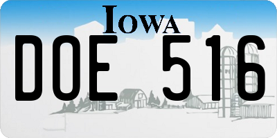 IA license plate DOE516