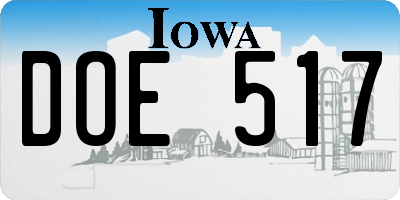 IA license plate DOE517