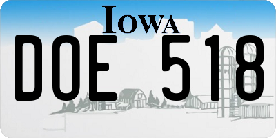 IA license plate DOE518