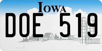 IA license plate DOE519