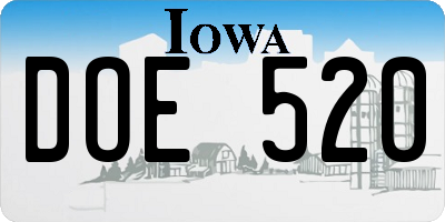 IA license plate DOE520