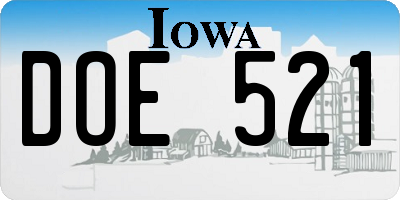 IA license plate DOE521