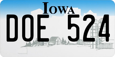 IA license plate DOE524