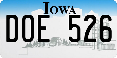 IA license plate DOE526