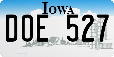 IA license plate DOE527