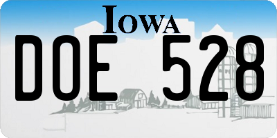 IA license plate DOE528