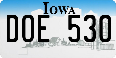 IA license plate DOE530