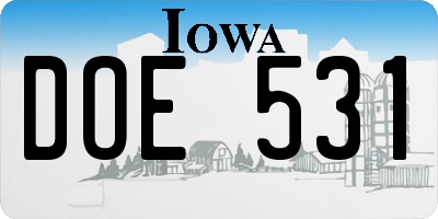 IA license plate DOE531