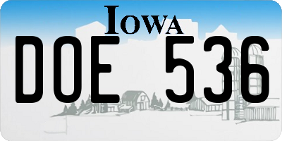 IA license plate DOE536