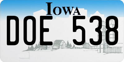 IA license plate DOE538