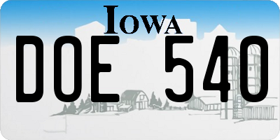 IA license plate DOE540