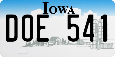 IA license plate DOE541