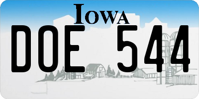 IA license plate DOE544