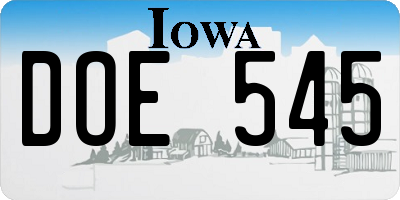 IA license plate DOE545
