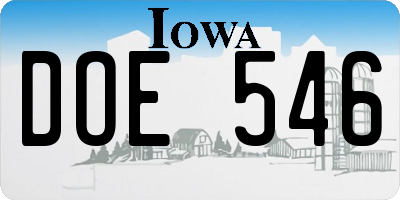 IA license plate DOE546