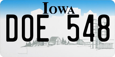 IA license plate DOE548