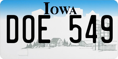 IA license plate DOE549