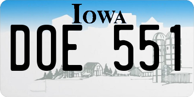 IA license plate DOE551