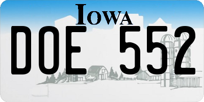 IA license plate DOE552
