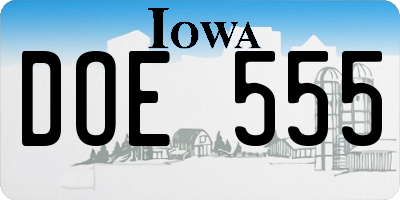 IA license plate DOE555