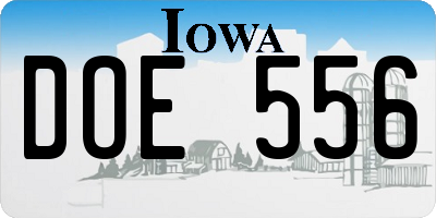 IA license plate DOE556