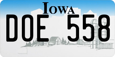 IA license plate DOE558
