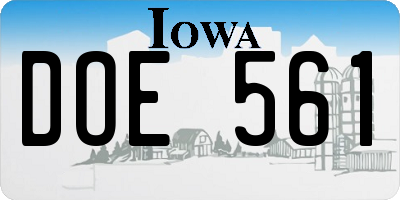 IA license plate DOE561