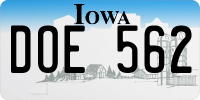 IA license plate DOE562