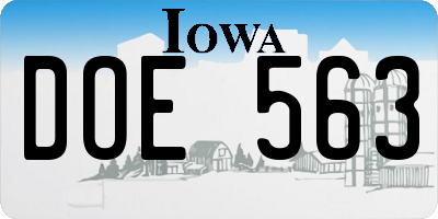 IA license plate DOE563