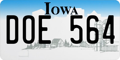 IA license plate DOE564