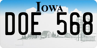 IA license plate DOE568