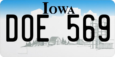 IA license plate DOE569