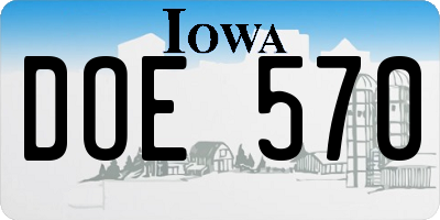 IA license plate DOE570