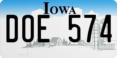 IA license plate DOE574