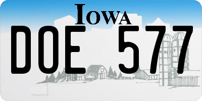 IA license plate DOE577