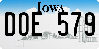 IA license plate DOE579