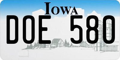 IA license plate DOE580